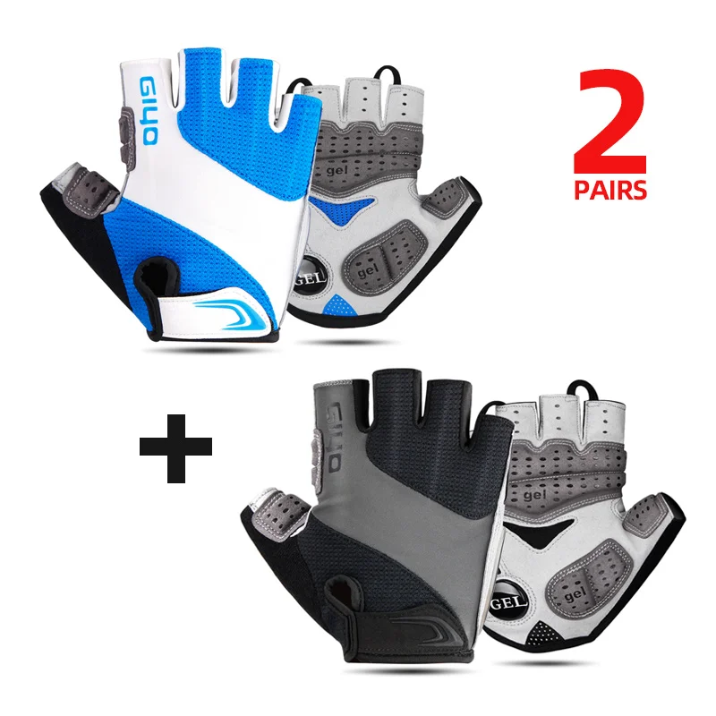 Blue n Black GIYO Половина Finger велосипед, перчатки, гель, дышащие, не скользят, Спорт на открытом воздухе перчатки для Для мужчин Для женщин MTB шоссейные велосипеды езда на велосипеде перчатки - Цвет: Blue n Black