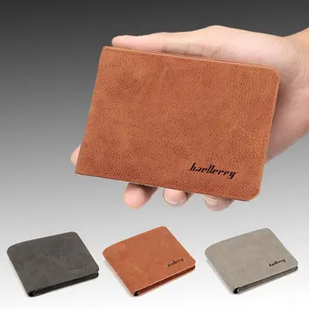 

Newly Slim Bifold Wallet for Man Scrub PU Leather Short Purse with Card Slots J9