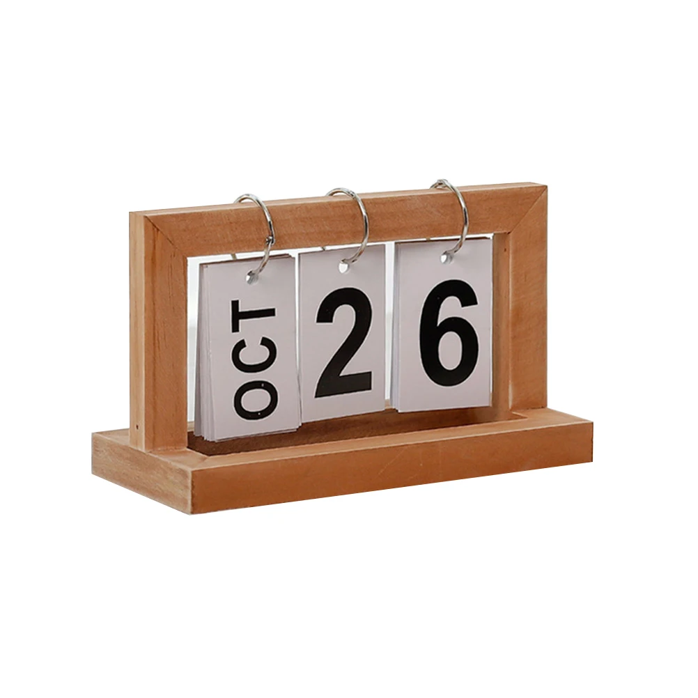 Короткий деревянный календарь с поворотом страниц, деревянный календарь, деревянный календарь, Декор, деревянный календарь для дома, офиса, настольный магазин, Декор - Цвет: Wood