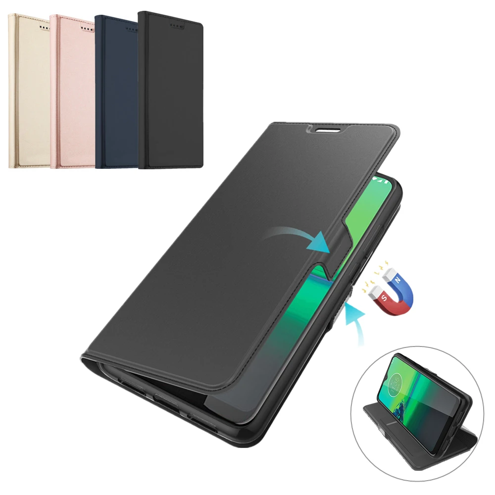 Для Motorola Moto G8 Plus кожаный чехол-книжка с подставкой и бумажником пряжка магнитом