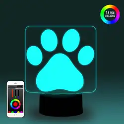NiteApps 3D лапа ночник настольная лампа Иллюзия украшение лампа подарок на день рождения приложение/сенсорное управление