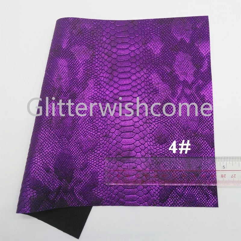 Glitterwishcome 21X29 см A4 Размер Металлическая Змея искусственная кожа ткань, синтетическая кожа ткань листы, из искусственной кожи для бантов, GM496A