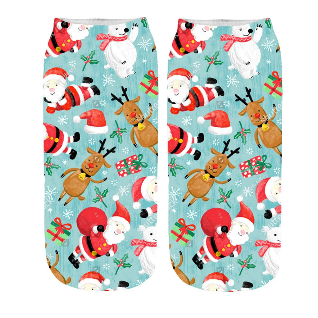 40! унисекс рождественские забавные Модные Повседневные носки с 3D принтом милые короткие носки Модные новогодние носки подарки - Цвет: O