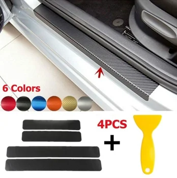 

4PCS Car Stying Car Door Threshold Anti-Kick Strip Protector Carbon Fiber Sticker Bumper Protector for Toyota Chr Lexus Es250