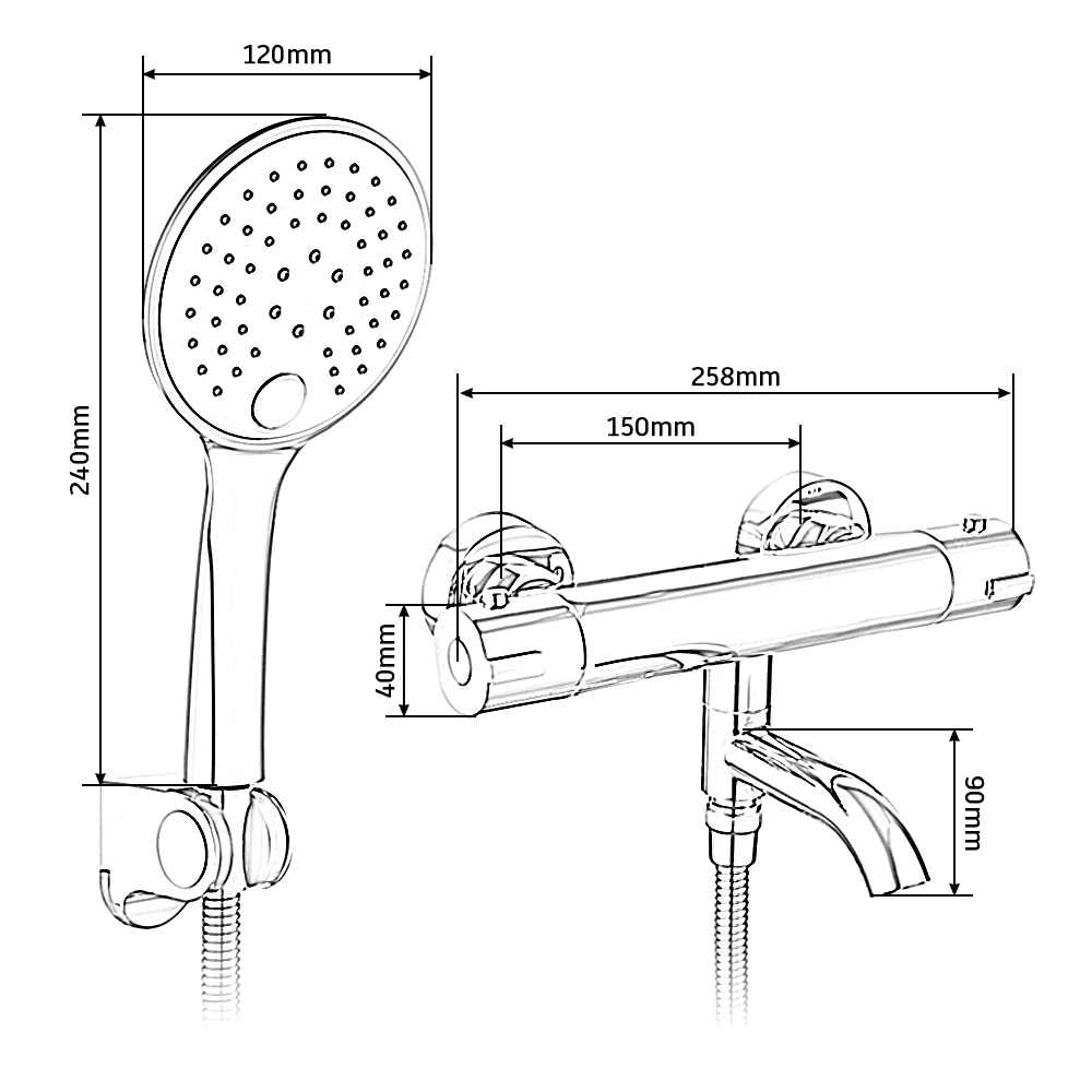 HOTBEST Термостатический смеситель для душа, Круглый настенный Регулируемый смеситель для ванной комнаты, хромированный смеситель для ванны