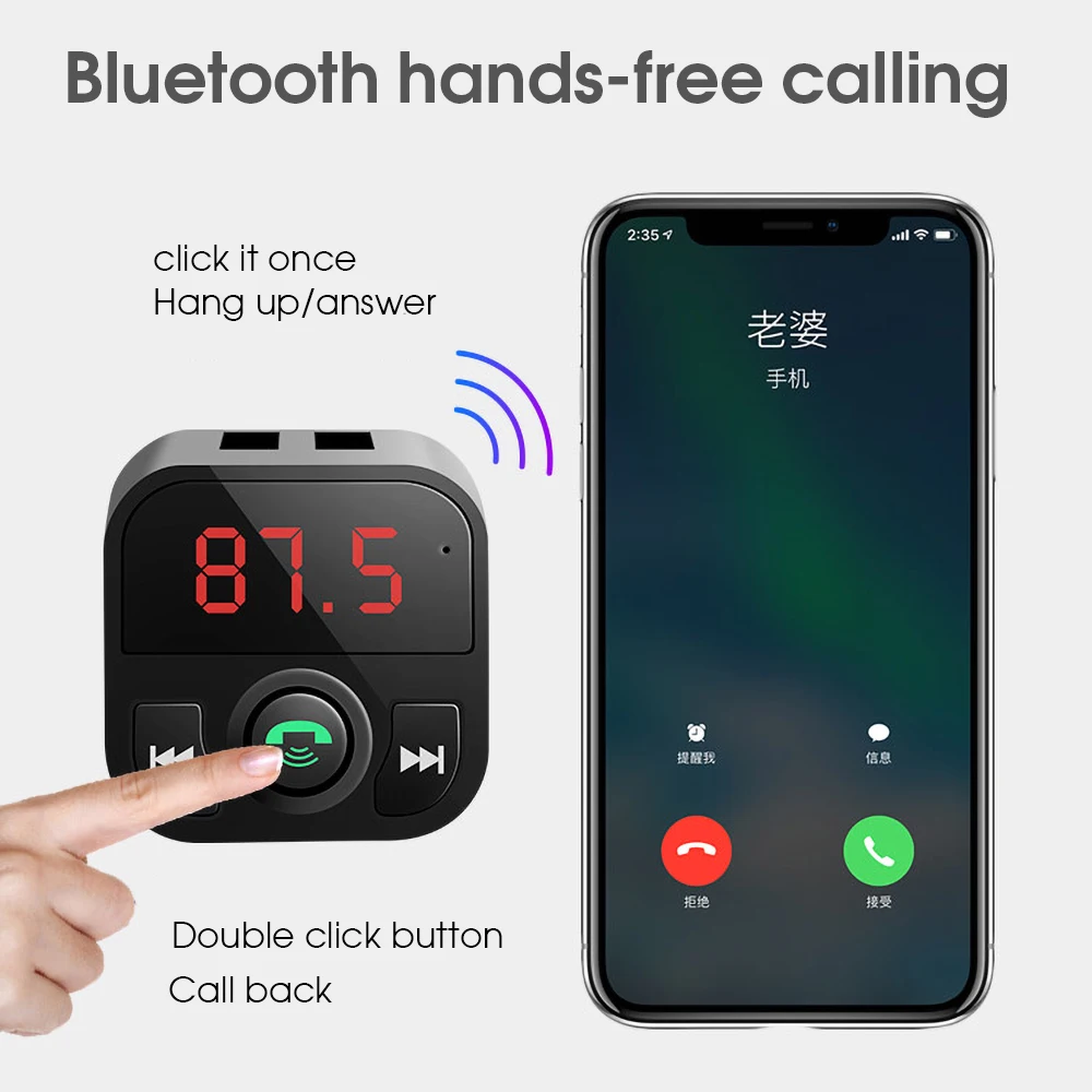 Bluetooth 5,0, fm-передатчик, Bluetooth, автомобильный комплект, Handsfree, MP3 плеер, 3.1A, двойной USB, зарядное устройство, адаптер, u-диск, воспроизведение, автомобильный модулятор