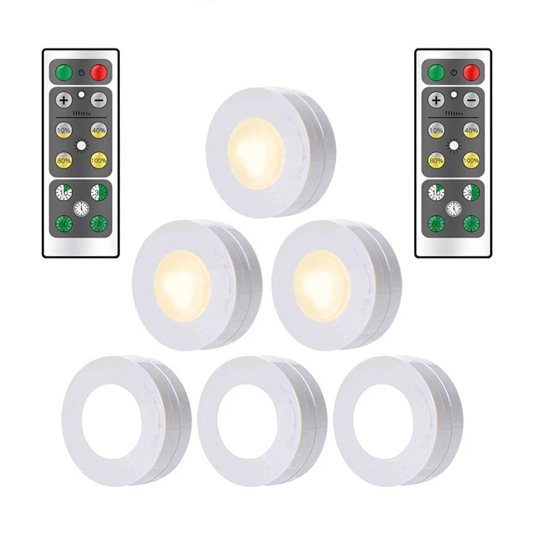 

Warm White Two Color Changing Dimmable Remote Control Round Night Lights Touch Sensor LED Under Cabinets Desk Closet