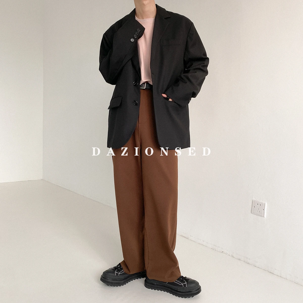 

Korean casual suit men's solid color shabby handsome all-match loose suit jacket single suit jacket student trend
