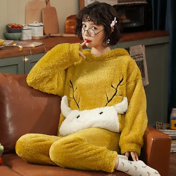 

XIFER 2020 Autumn and Winter New Women's Pajamas Lively and Cute Cotton Ladies Casual Home Service Suit