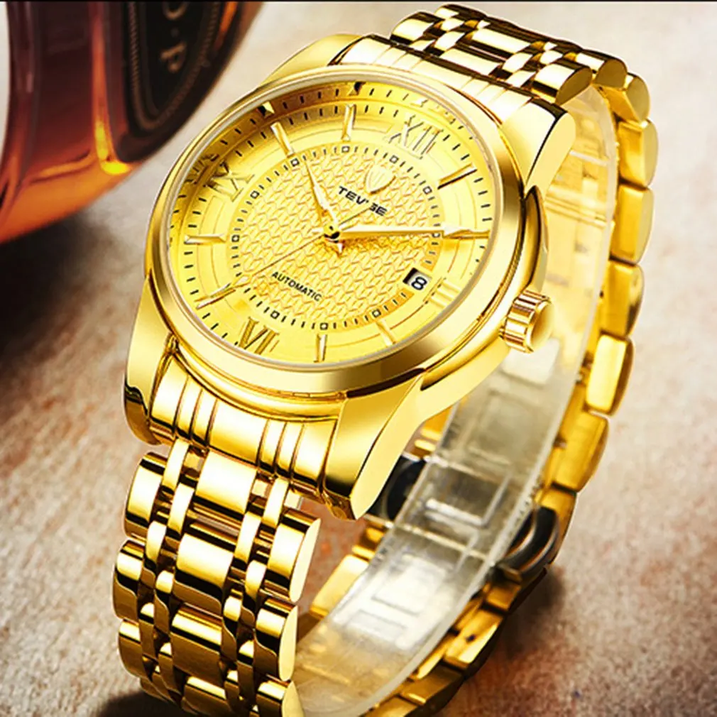 

TEVISE Business Watch Men's Double Display Steel Belt Date Display Luminous Pointer Portable Men's Mechanical Watches