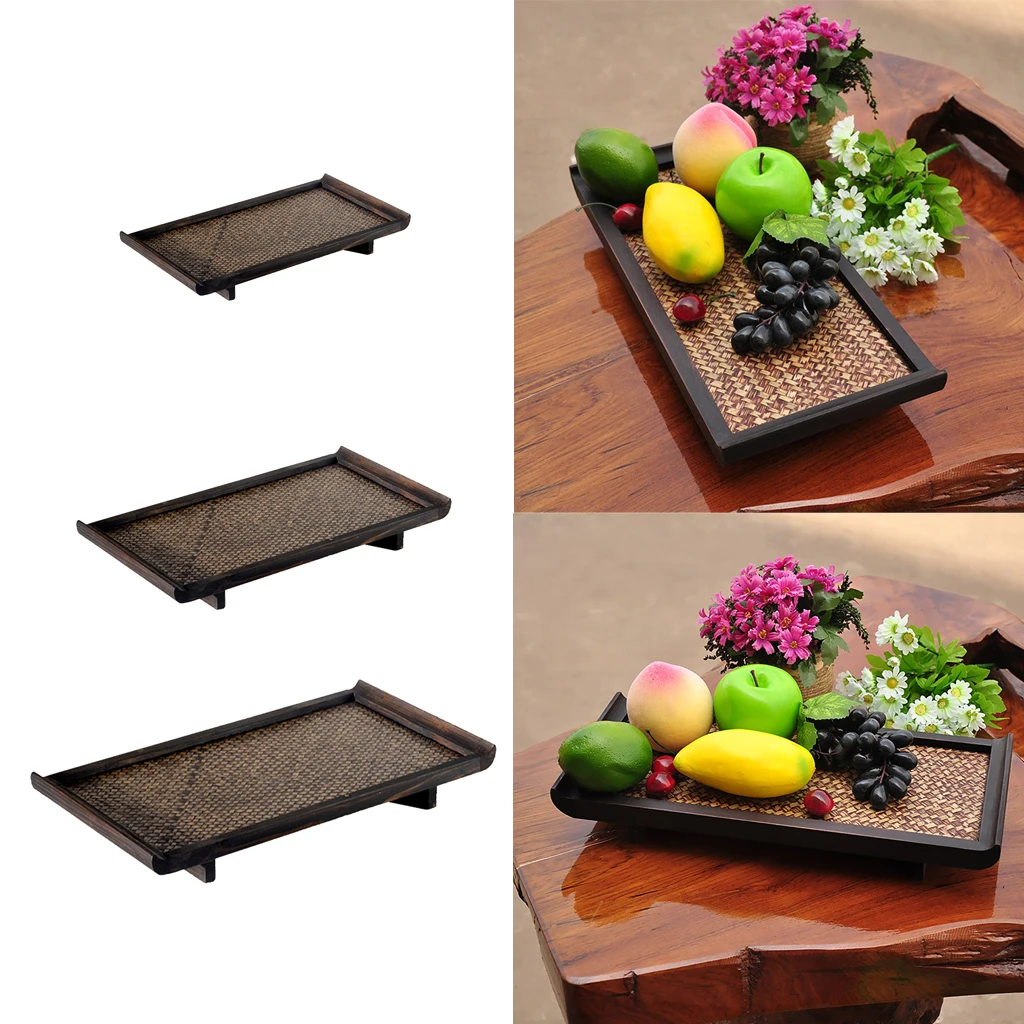 Vintage Bamboo Home Food Tea Serving Dinner Fruit Trays Rectangular Choices of 3 Sizes