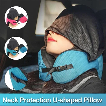 

Neck Protection U-shaped Pillow With Hat Use For Car/Office Lunch Break/Airplane relieves the neck pressure provide a deep sleep