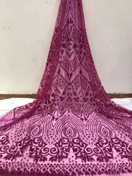 

Glitter adhesive sequins floral French tulle fabric African lace Nigeria lace for dress skirt DIY clothing design fabric