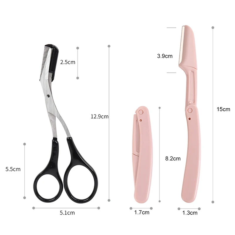 Eyebrow Trimmer Set Tweezers Scissor Comb Makeup Tools Hair Removal