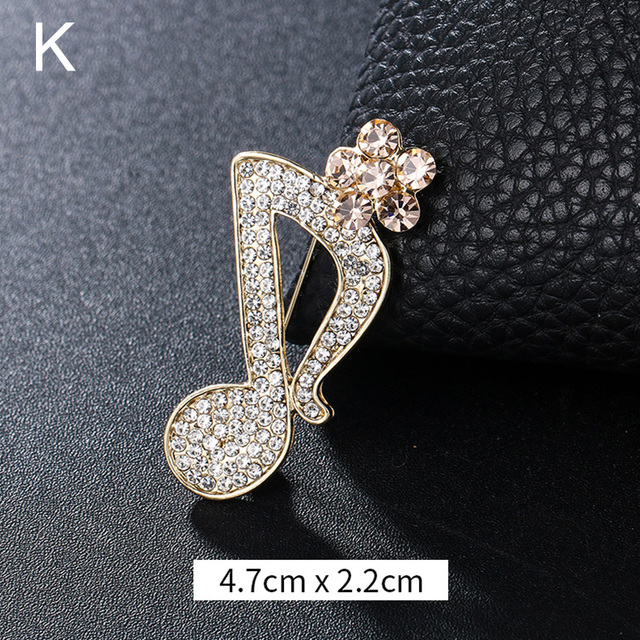 Elegant Musical Note Shape Brooches Fashion Luxurious Shiny Colorful Rhinestones Brooches Pins Clothes Accessories Gifts