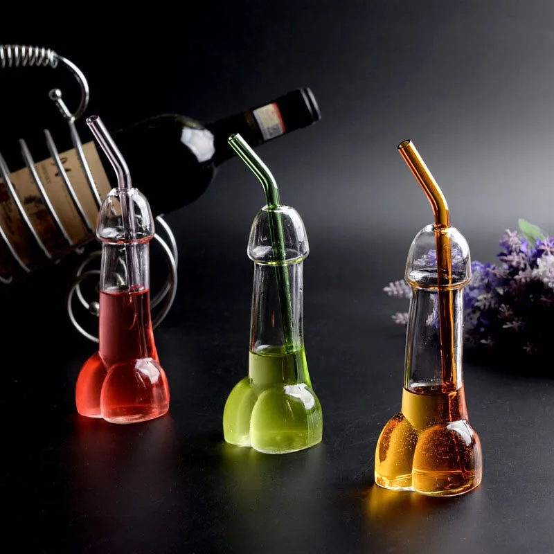 Creative Transparent Cup Wine Glasses Genital Dick Penis Cocktail Mug Bottle 