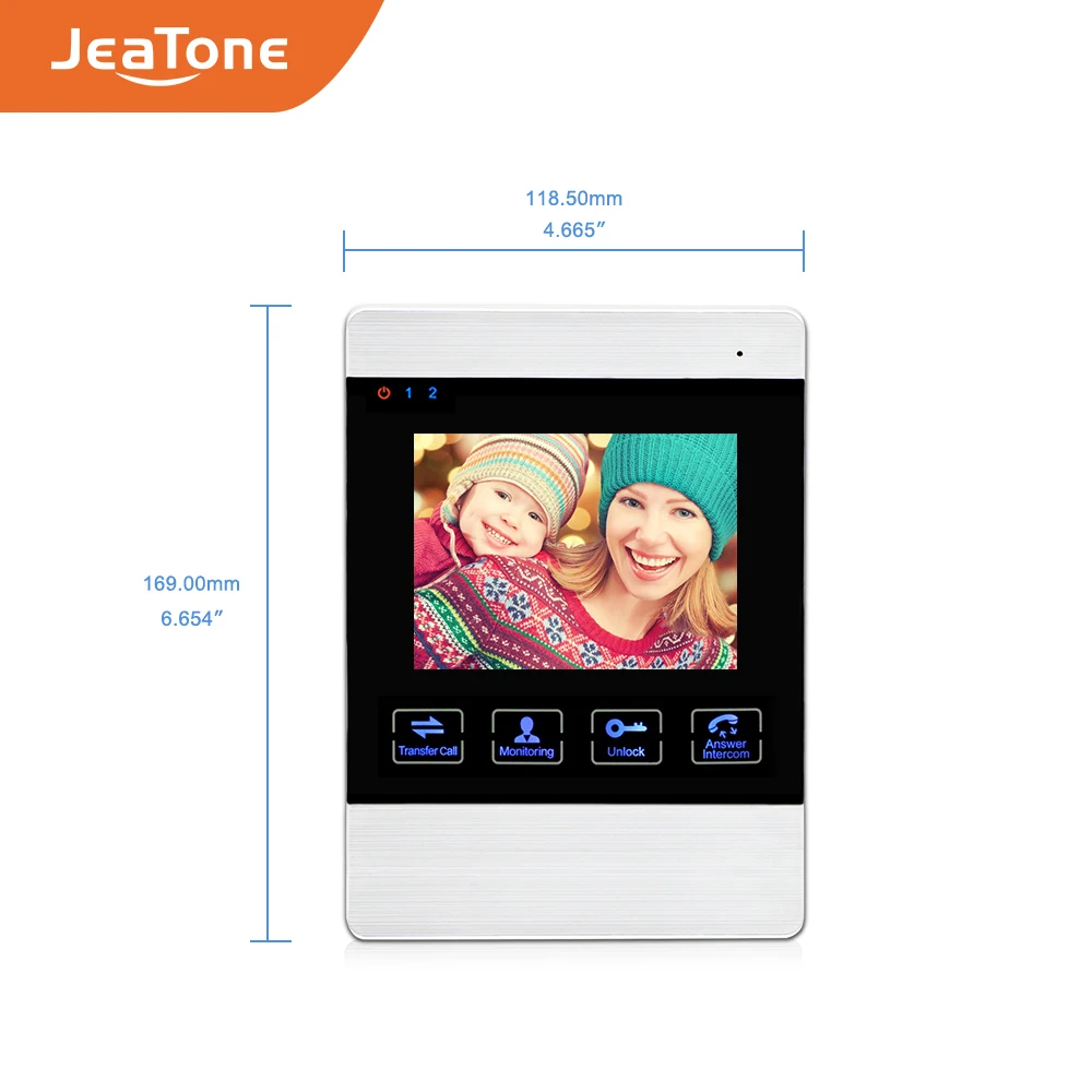 JeaTone 4 inch TFT Wired Video Door Phone Intercom Doorbell Home Security Camera System Picture Memory& Video Recording function