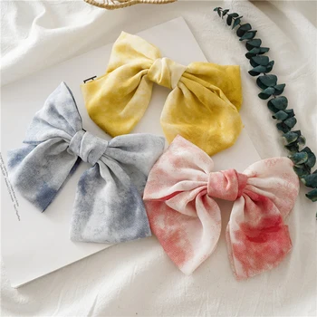 

2019 Fashion Big Large Tie dyeing Bow Hairpin Soft Hairgrips For Women Girls Trendy Lady Hair Clip Barrette Hair Accessories