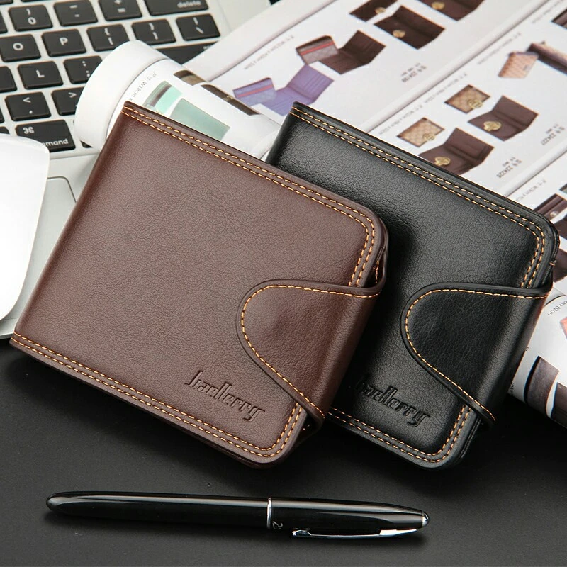 Small Cool Men Leather Wallet Credit Card Holder Zipper Coin Pocket Purse Clutch