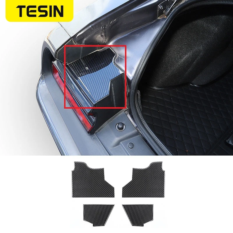

TESIN Carbon Fiber Stickers For Dodge Challenger 2015 Car Trunk Buffer Cover Protection Accessories For Dodge Challenger 2015+