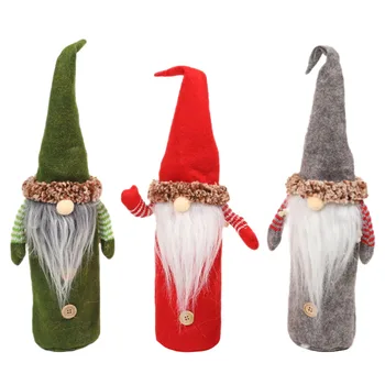 

3pcs Christmas Gnomes Wine Bottle Decorations Swedish Tomte Gnomes Bottle Covers