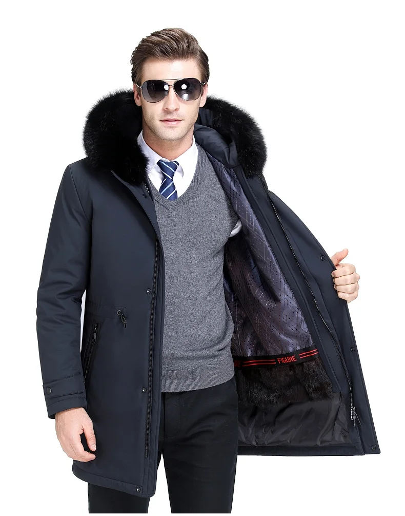 New men's down jacket with detachable rabbit fur (3)