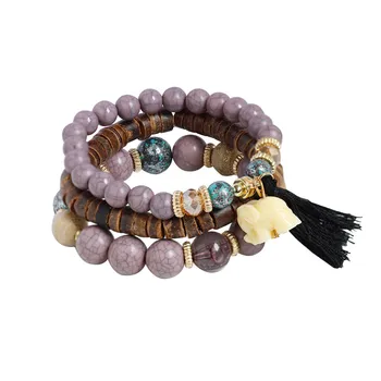 

Mizhu Mixed Color Elastic Bracelet Fashion 1 Set Stretch Acrylic Beaded Bohemian Lady Bracelet Bangle Pulseira feminina Браслет