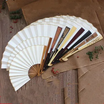 

Large Blank White Hand Fans Rice Paper Chinese Folding Fan Painting Adult calligraphy Program Bamboo Fan 9.4" 10.6" 11.8" 13"