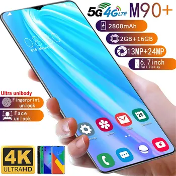

M90+ 2+16GB 6.7Inch Water Drop Screen Human Face Fingerprint Mobile Phone Smart Phone Bit Battery Camera Smartphone