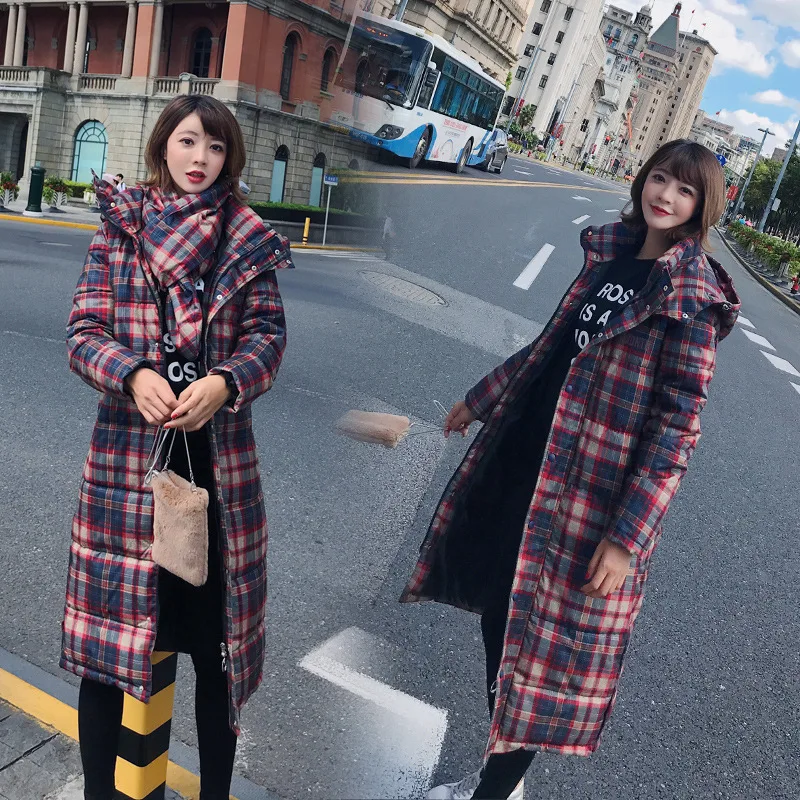 

2018 Winter New Style Korean-style Long Slim Fit pei wei jin down Feather Cotton Overcoat Women's Fashion