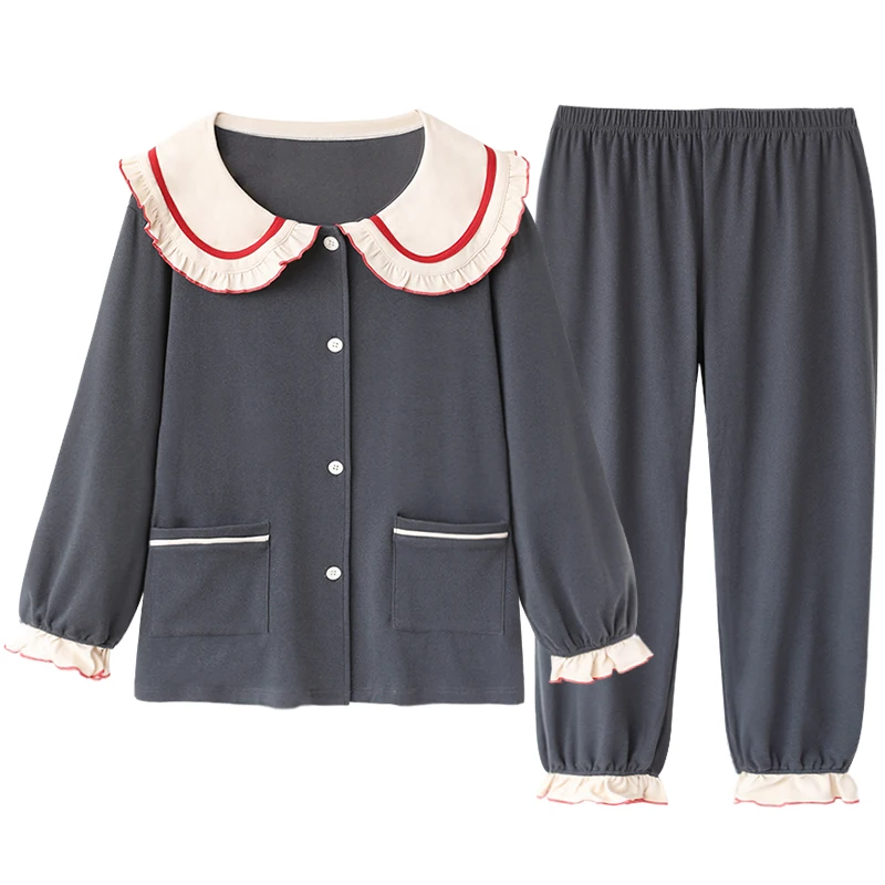 

Prowow Women's pajamas autumn- winter Japanese sweet style solid color outside wear long-sleeve pijamas sets mujer sleepwear