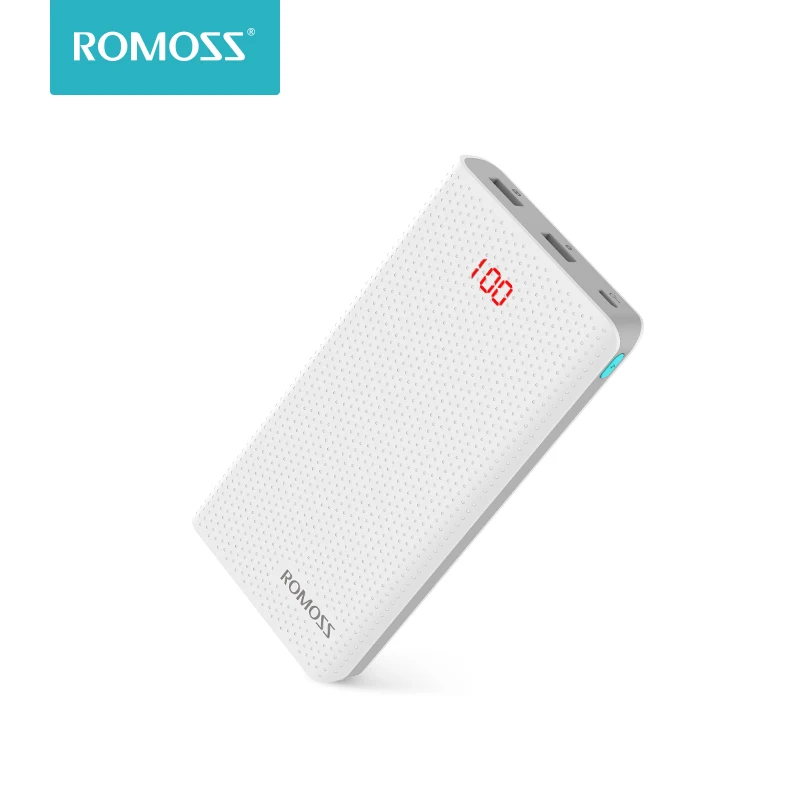 Внешний аккумулятор ROMOSS 20000 мАч 2 порта USB с функцией быстрой зарядки 3 цвета |
