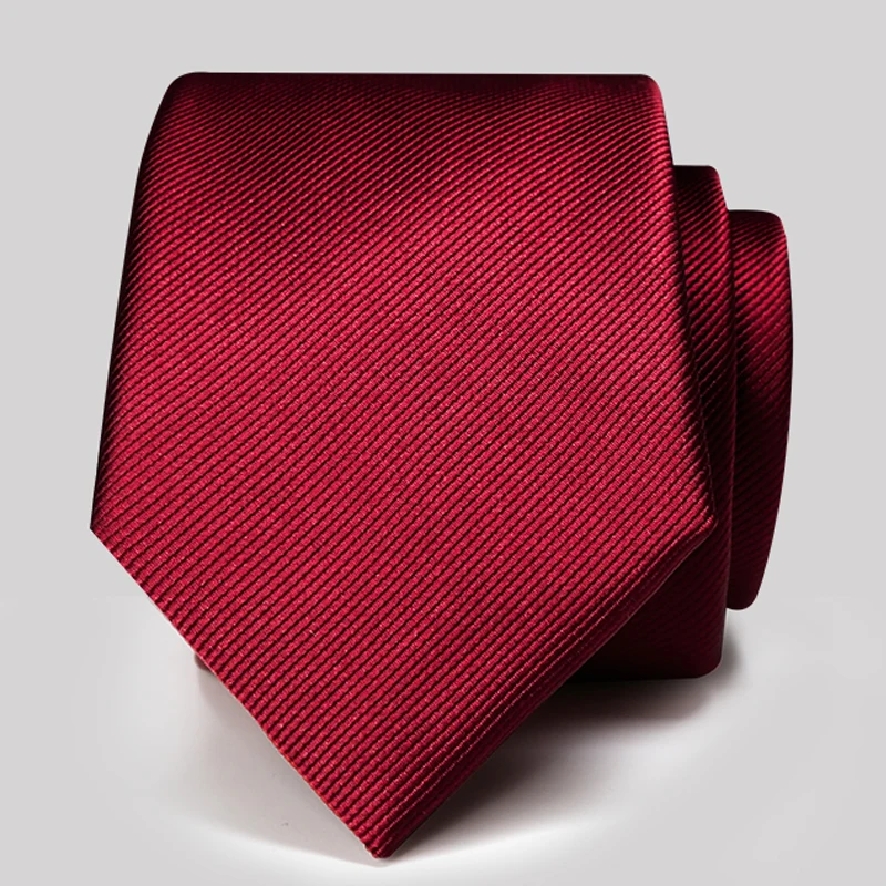 Designer Brand Wine Red Tie For Men Top Quality Polyester Silk 7CM