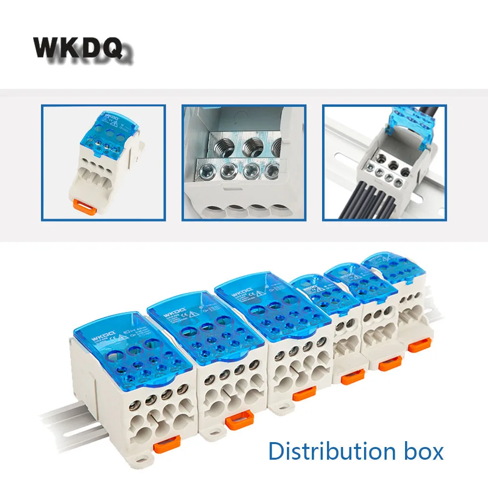 Wire Connectors UKK Series 80A/125A/160A/250A/400A/500A Junction Power Universal Din Rail Wire Connector Terminal Blocks Distribution Box wire connectors din rail terminal block