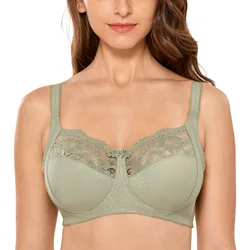 FAKUNTN Women's Full Coverage Lace Wireless Non-padded Cotton Bras 36-48