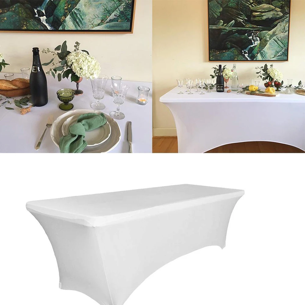 Rectangular Spandex Stretch Tight Fit Table Cover Lycra Trestle Tablecloth polyester fiber Table cl
