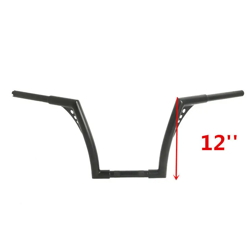 12 inch black Мотоцикл 10 ''12'' 14 ''16'' 1" Rise 1 1/4" Руль Для Harley Softail Sportster XL1200 883 Custom FLST FXST - Цвет: 12 inch black