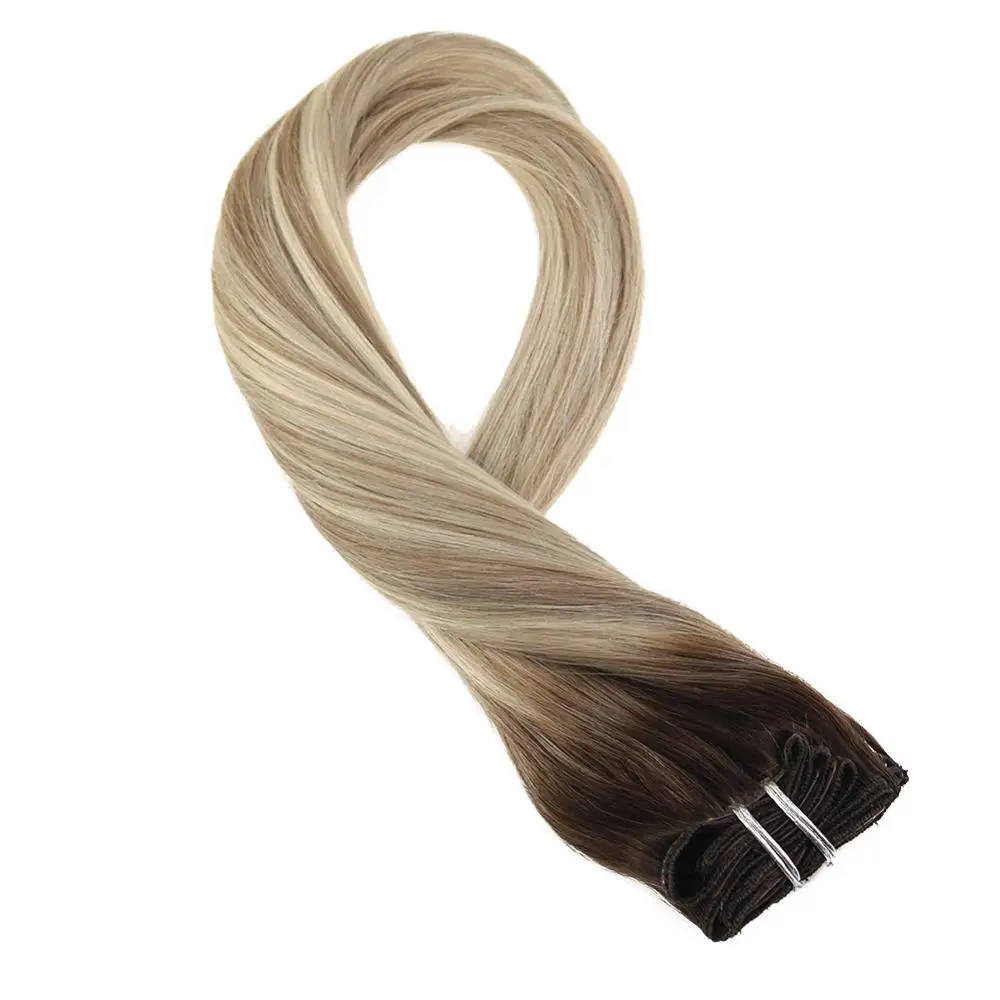 Moresoo, накладные волосы на заколках, натуральные человеческие волосы Remy для наращивания на всю голову, прямые волосы, 9 шт./100 г, 16-24 дюйма - Цвет: 3-12-613