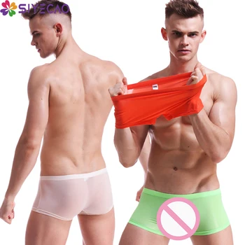 

Solid Color Man's Underwear Boxer Transparent Sexy Hot Ultra-thin Jockstrap Men Underpants Low Waist Male Panties Trunk Lingerie