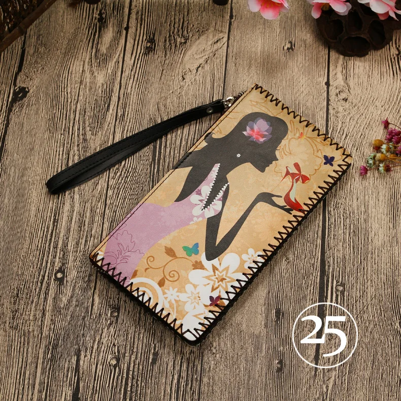 Style 25 Клатч, женский кожаный бумажник для телефона, Женский кошелек, держатель для карт, кошельки, женские длинные кошельки, Женская милая сумка для денег - Цвет: Style 25