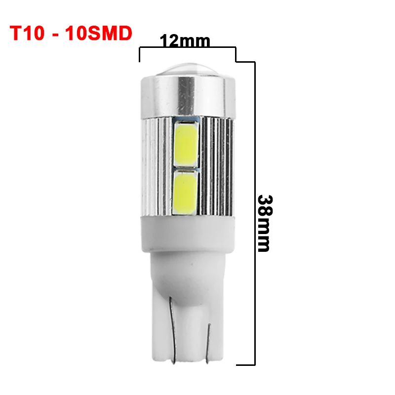 1х автомобильный T10 светодиодный светильник 6 SMD 12 В Белый 6500K W5W светодиодный сигнальный свет 10 SMD Авто интерьерный клиновидный боковой номерной знак лампы 5W5 194 168 - Испускаемый цвет: T10 10SMD White