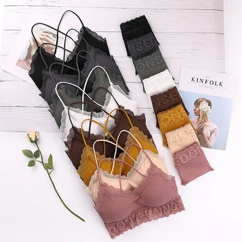 

Wholesale Ladies Seamless Cotton Bra Set Beauty Back Tube Top Lace Wire Free Breathable Girl Suit Panties Lingerie Set 1