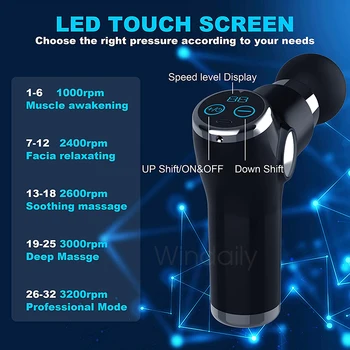 Mini LCD Massage Gun 32 Speed Touch Screen Deep Tissue Percussion 3