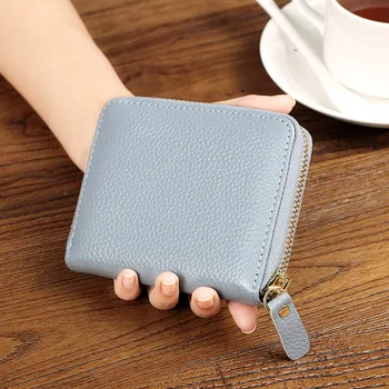 

The new short lychee pattern leather ladies wallet first layer leather zipper small wallet wallet women