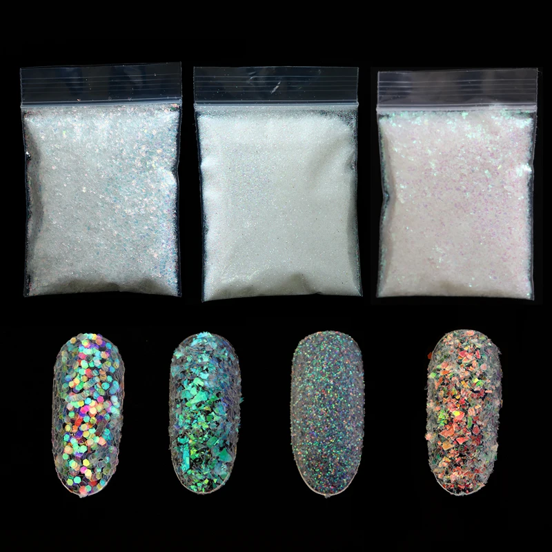

10g Gold Silver Shiny Nail Glitter Powder Flakes Dust Sparkly 0.2mm Sequins Chrome Pigment Polish Manicure Nail Art Decorations
