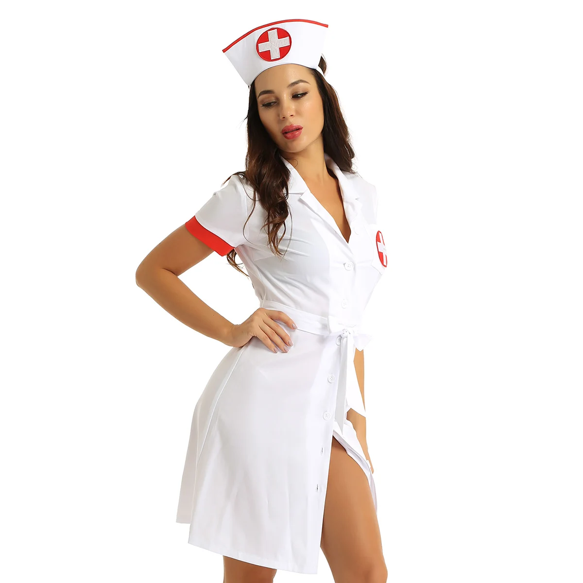 Женская медицинская Униформа доктора медсестры, рабочая одежда, белая лабораторная куртка, больничные костюмы для медсестер с коротким рукавом, нарядная Карнавальная одежда