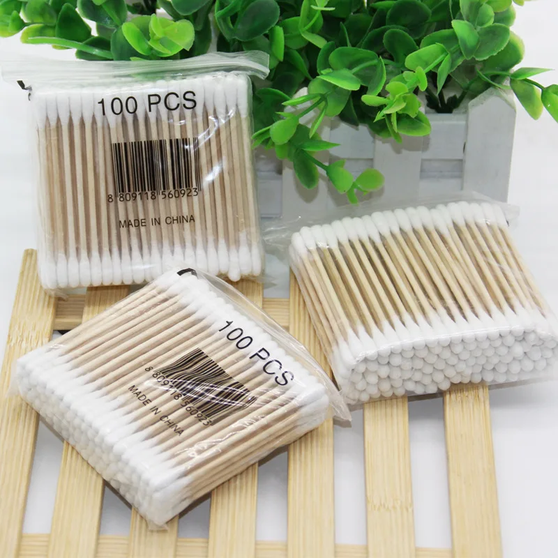 

High quality double head stick advanced sanitary cosmetic stick one time cotton swab 100 thread cotton swab cotton ball stick