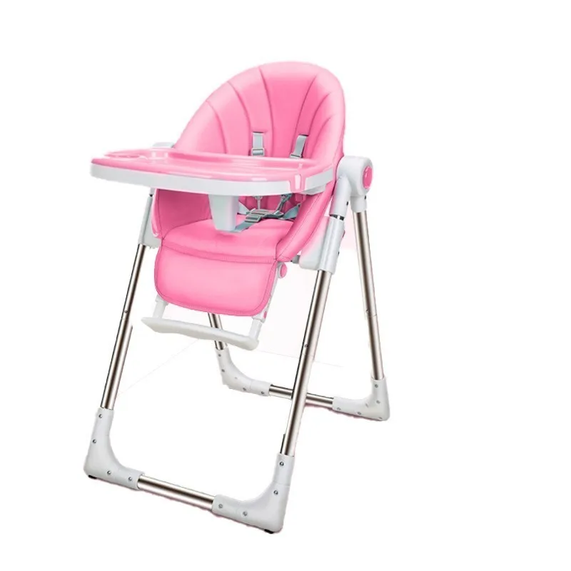 pink Роскошное качественное безопасное пластиковое кормовое детское кресло для кормления многофункциональное складное с регулируемым столом детское сиденье - Цвет: pink