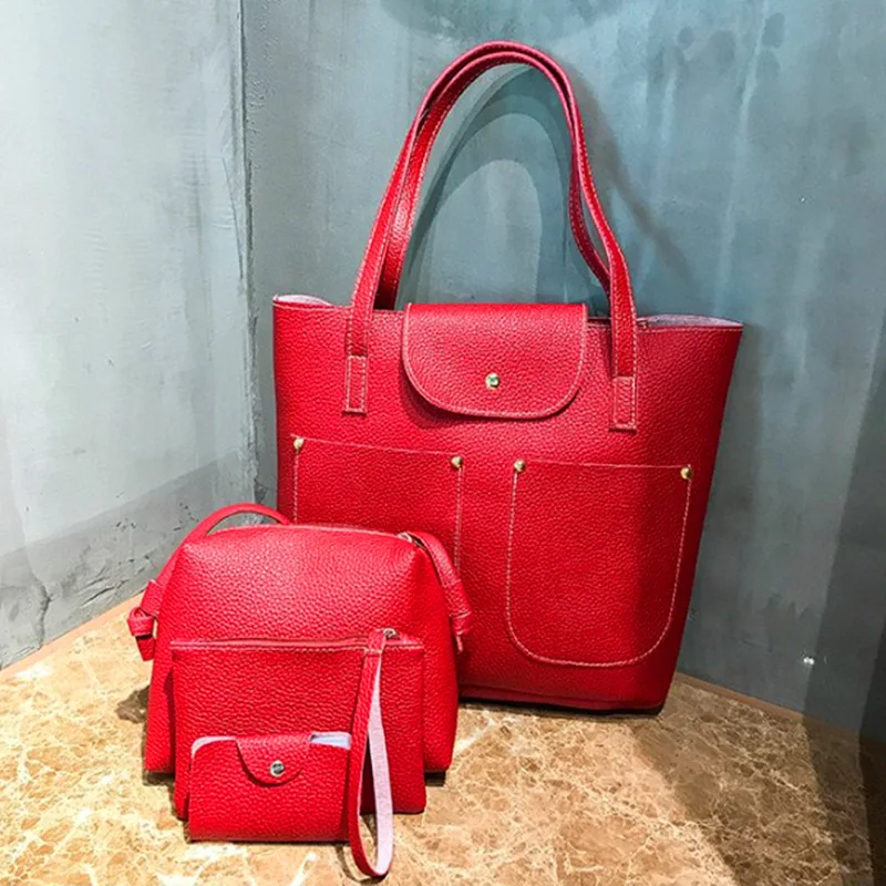 

2018 New Style Fashion Two Pocket Different Size Bags Four-piece Set Korean-style Simple Versatile Large Capacity Shoulder Obliq