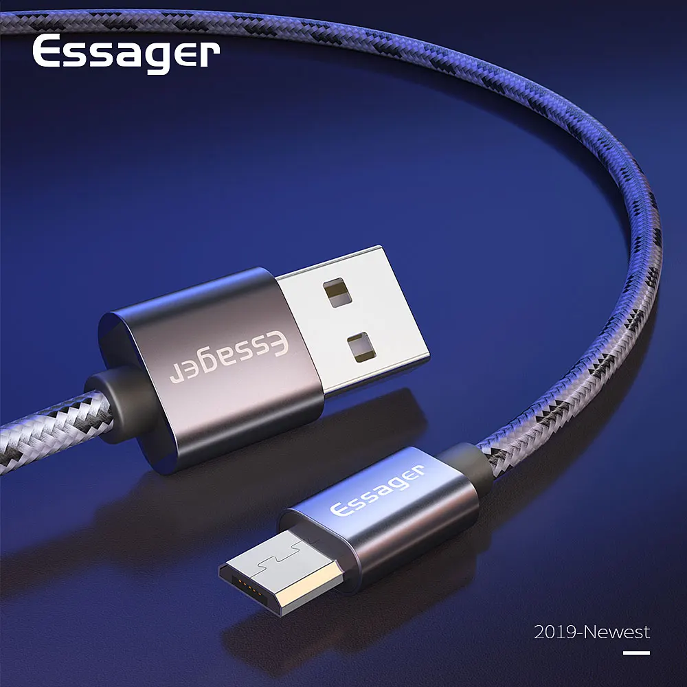 Essager светодиодный микро-usb кабель 2.4A быстрой зарядки для samsung Xiaomi Android мобильного телефона микро USB кабель для передачи данных-1 шт./2 м зарядный usb-шнур